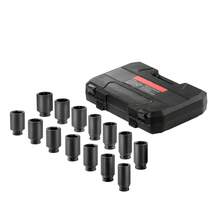 Axle Nut Impact Socket Set, 1/2" Drive Deep 6+12-Point 14-Piece Metric Spindle Nut Socket Set, CR-V Heat Treated Large Socket Set With Storage Case, Auto Repair, Removing Or Installing Axle Nuts - 1/2" Metric Axle Nut, 6+12pt - View 8
