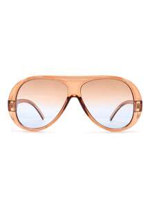 1 Cặp kính phi công cổ điển kiểu retro, phụ kiện du lịch ngoài trời và bãi biển, thích hợp cho kỳ nghỉ hè ở bãi biển và du lịch ngoài trời. - Nâu trong suốt - Xem 6