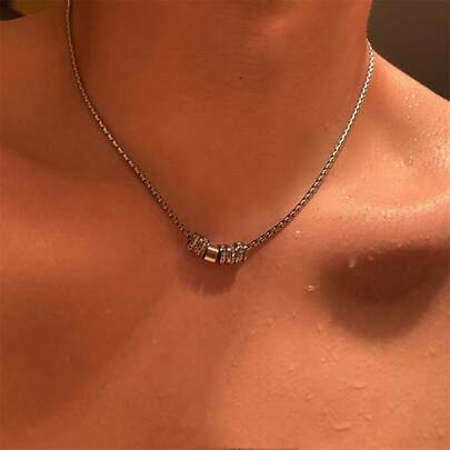 Titanium Steel Men's Necklace - Non-Fading Minimalist Hip-Hop Design, Delicate Clavicle Chain | Non-Fading, Daily Wear Accessory, Unique Gift For Men