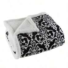 60"X50" Fleece Faux Shearling Throw Blanket - Yorkshire Home - 黑色/白色 - 查看 8