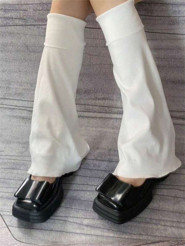 Damskie, nowe, seksowne, jednokolorowe, dzianinowe, rozszerzane, elastyczne getry na jesień/zimę, z kolekcji Y2K, do noszenia warstwowego, ciepłe, długie getry