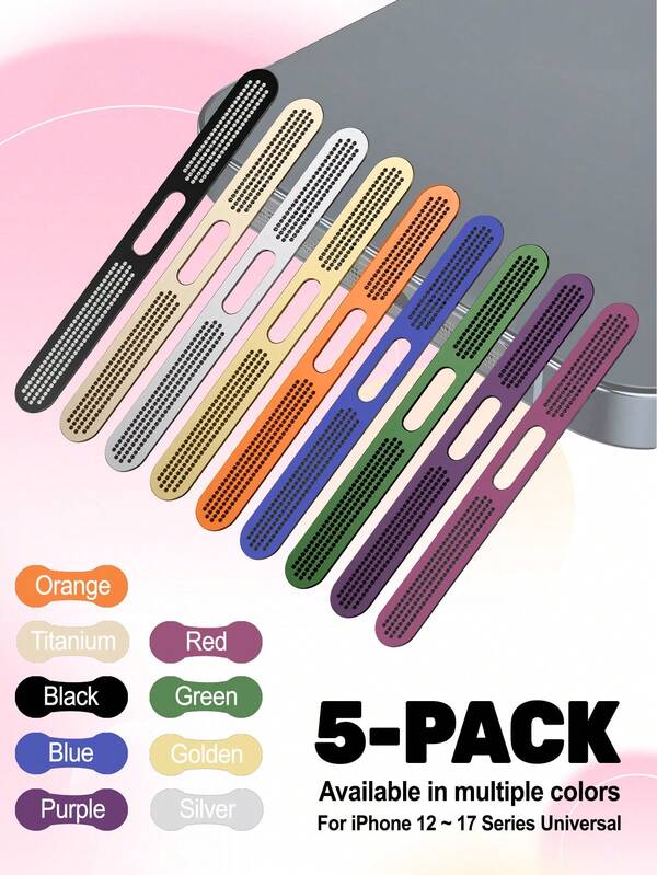 ZYONS 5pcs Premium Metal Speaker Dustproof Mesh For IPhone 17 Pro Max/17 Air/16 Pro Max/16E/15 Plus/14/13/12 Series - Dustproof Nets Integrated Dust Protection Film, Anti-Dust Stickers With Mesh Design, Earpiece Speaker Mesh Anti Dust Proof Adhesive Cover With USB Type-C PD Dust Plugs