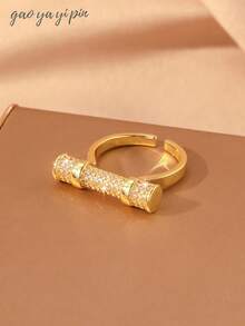 1pc European & American Style Luxurious Copper Electroplated Wheat Ear & Turquoise Adjustable Ring For Women, Flower & Leaf Design, Suitable For Daily Wear, Festivals, Weddings, Parties, Birthdays, Holidays, Gifts For Friends & Family, Christmas Gift