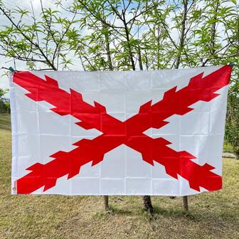 勃艮第十字旗 90*150厘米 悬挂涤纶印花勃艮第西班牙国旗装饰旗帜