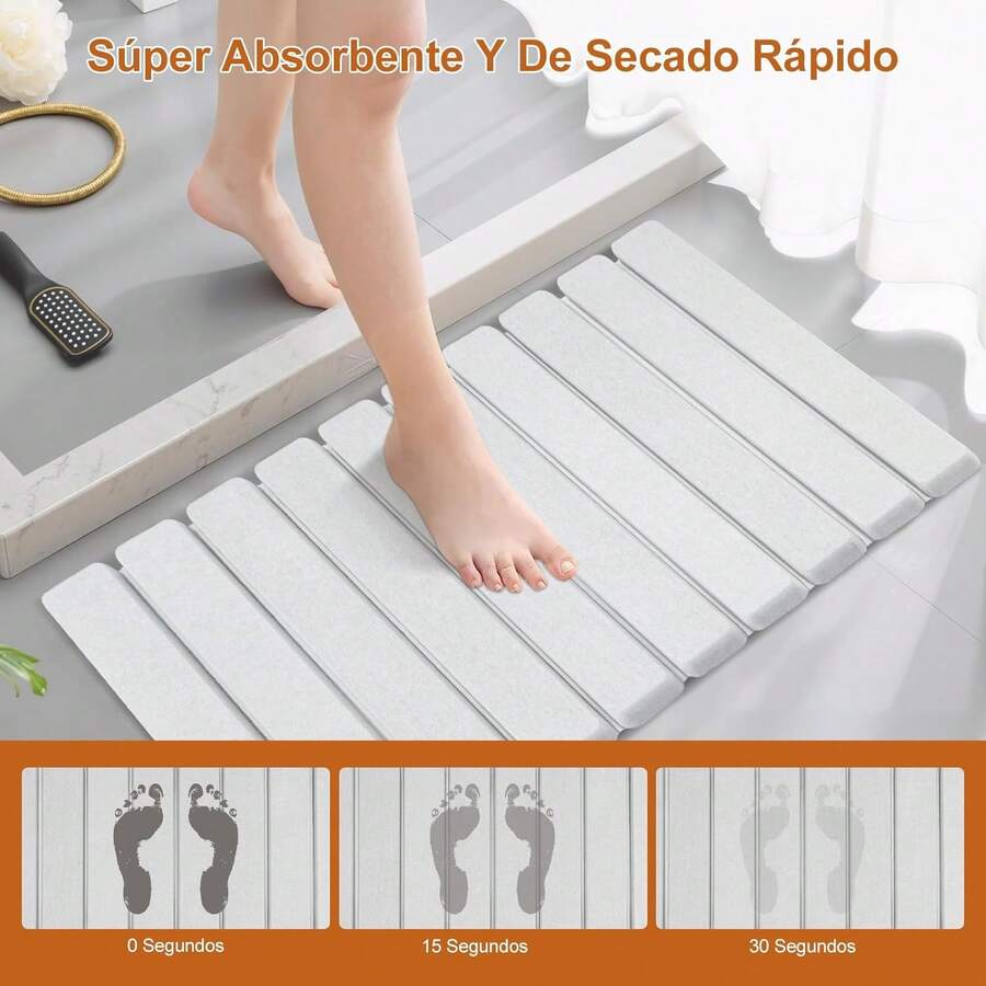 CHEELOM Alfombra de Piedra Diatomita Baño Plegable, Tapete de Piedra para el Baño, Diatomita Tapete Ultra Absorbente, 60X39CM, para y Hogar(Gris) - 1 - Ver 1