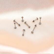 BLISI G23 Solid Titanium Eyebrow Piercing Jewelry, Gokd Black Rose Gold Silver Pink Rainbow Eyebrow Rings 16G Curved Barbell,Tiny Vertical Labret Lip Jewelry Rook Piercing Jewelry For Women And Men{Inchcolor_nameinch:Inch8pcsLipPiercing-Silverinch} - 8件唇環-銀色 - 查看 3