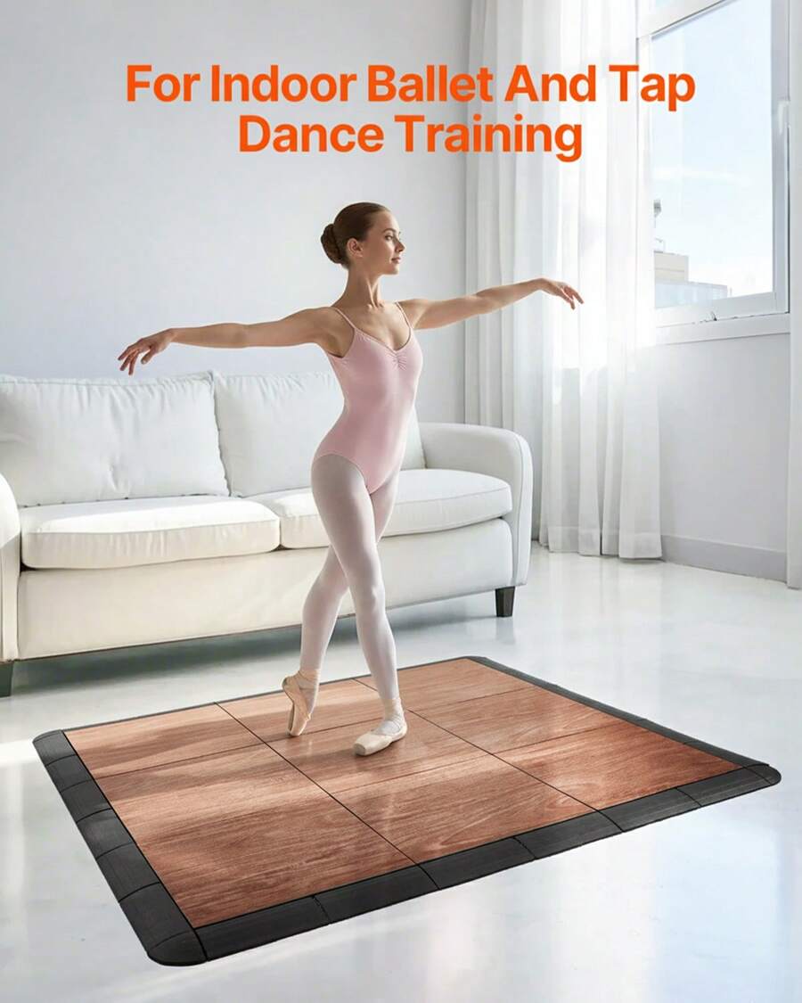 Fitness Floor Mat - PP-Verbundplatten, braune Holzmaserung, 25 piezas - Ver 1