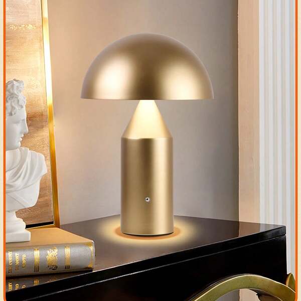 1PC Metal Bedside Lamp For Bedroom; USB Charging/Atmospheric Lighting/Mushroom Design; Suitable For Living Room/Bedroom/Bedside/Dining Area