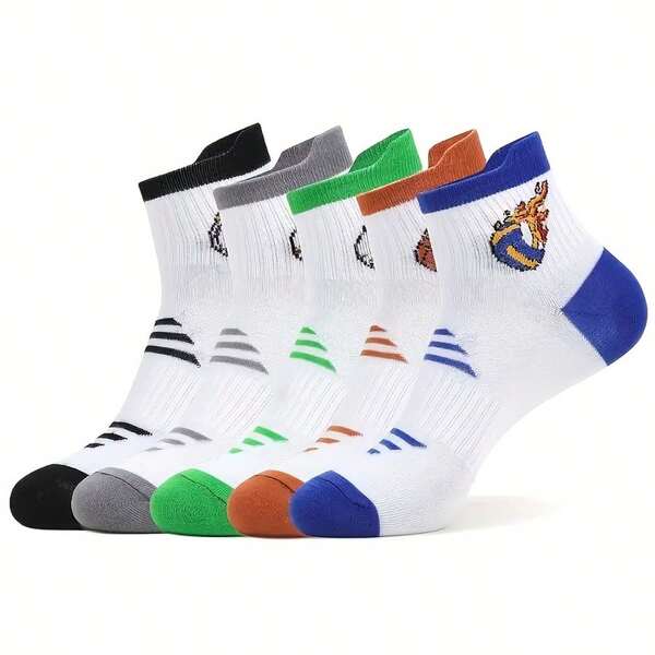 5 pares de calcetines deportivos de baloncesto, calcetines de tobillo y de caña con diseño de moda, que absorben la humedad y son transpirables