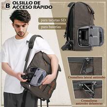 Mochila para Camara Fotografica DSLR/SLR/Mirrorless Bolsa Mochila Camara Laptop con 15.6 Pulgadas Compartimento y Funda Impermeable Portátil Mochila Antirrobo para Cámara - gris - Ver 10