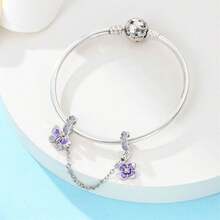 1 pieza Colgante de mariposa morada brillante plateada en plata, adecuado para pulsera, collar, manualidades de joyería, regalo para mujeres