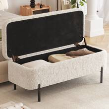 Guyii 47.24" Beige Storage Ottoman Bench, Extra-Large Upholstered Long Bench, Modern Bedroom Footrest, Soft Cushioned Seat For Entryway, Bedroom, Closet, Living Room - Màu be - Xem 2