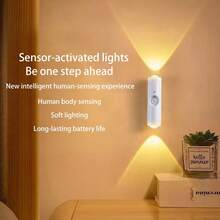 1 szt. Bezprzewodowa lampka nocna z czujnikiem ruchu, ładowana przez USB, 3/7 kolorów, przenośna lampa LED do szafy, lampka do szafki w sypialni, lampka z czujnikiem ruchu, prezenty świąteczne