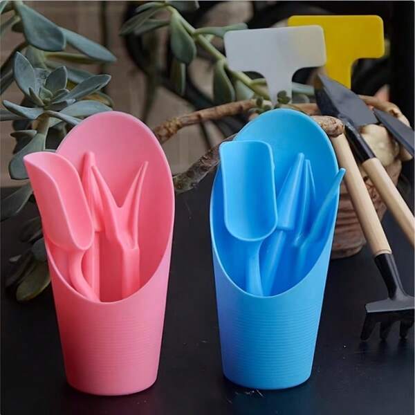 4pcs/ Pack, Succulent Gardening Tool Set, Plastic Mini Plant Care Kit In Pink, Blue, And Green, Compact Planting Tools For Indoor And Outdoor Use, 1 Pack, Durable 6.1 Inches Height With 1.77 Inches Base