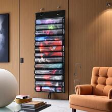 Portable Hanging Design Large Capacity Transparent Plastic Slot Foldable Multi-Section Gaming Pad Storage Bag - Black - View 7