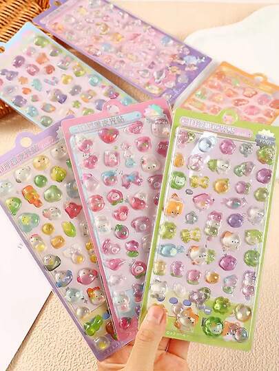 ملصقات حيوانات كرتونية ثلاثية الأبعاد - تصميم بألوان فاتحة، مناسبة لتزيين أغطية الهواتف المحمولة، وديكورات الدفاتر، وأنسب للأعمال اليدوية، وملصقات سعيدة، وتوسيع دفاتر اليوميات، وملصقات مجسمة ثلاثية الأبعاد، وملصقات المجلات، وملصقات زخرفية، وملصقات القرطاسية