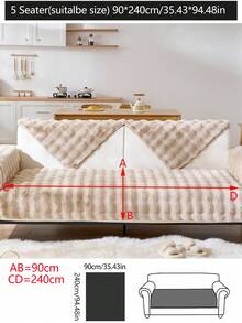 1pc Thick Plush Sofa Cushion Cover, Non-Slip Sofa Protector, Dust-Proof And Dirt-Resistant, Machine Washable, Pet-Friendly, Fits Bedroom, Office, Living Room, L-Shaped Sofa, Autumn/Winter - Khaki - View 20