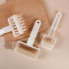 1 pieza Rueda decoradora y cortadora de pastelería, Rueda de corte de pastelería, Prensador de corteza de tarta, Rodillo cortador de masa, Rueda de pizza y cortador de pastelería, Rodillo y rueda de corte de masa de pizza multifuncional de mano para hornear, Decoradora de rueda de pastelería, Herramienta de cocina para hornear pastelería