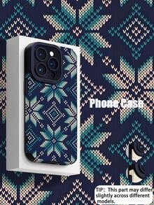 1 pieza Funda de teléfono de invierno de alta calidad con diseño de rayas y copos de nieve, hecha de piel sintética antiarañazos y antihuellas, a prueba de golpes, compatible con Apple y otros modelos, gran regalo para amigos, familia, parejas, cumpleaños, festividades