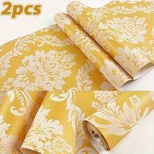 Super lange nicht-klebende Tapete - Europäischer Blumen 3D-Textur - Klebstoff erforderlich, einfach zu installieren - abnehmbare moderne Heimdekoration Tapete (1 Rolle Größe: 950cm X 53cm / 374in X 20,87in) - geeignet für große Wände und Decken, Wandbild Tapete, Schlafzimmer Tapete, Wandmalerei, mexikanischer Stil