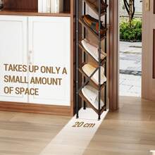 HEXCELEN Vertical Shoe Rack, Slim Shoe Storage With 9 Tiers, 2 Adjustable Modes, Space-Saving, Shoe Tower For Entryway, Hallway, Living Room - Brown - View 5