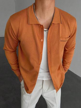 WAIT HIM 男士纯色休闲开衫，秋冬