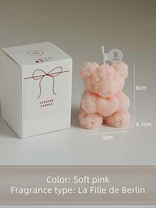 1pc Rose Bear Aromatherapy Candle, Individually Packaged As A Gift. It Is A Gift That Combines Both Aesthetics And Fragrance. The Romantic Rose Elements Are Combined With The Cute Bear Shape.