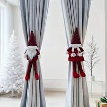 1 Decoración de cortina navideña, sujetacortinas con ganchos, adorno de fiesta para ventanas, cortinas, puertas y árboles de Navidad, decoración interior para realzar el ambiente festivo, diseño clásico de gnomo sin rostro, accesorio de vida para fiestas