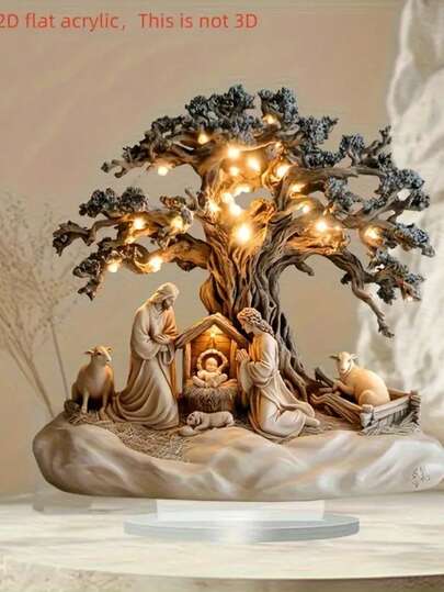 Decoración de escena navideña de la natividad de acrílico 2D, exhibición de nacimiento de Jesús para mesa, adecuado para el hogar u oficina, multifuncional para decoración de aula y adornos religiosos