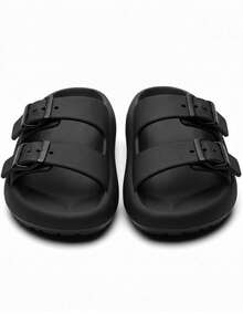 GuGi Unisex Flatform Sandals With Buckles - 黑色 - 查看 5
