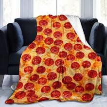 GEL HUT MUN Comfortable Italian Sausage Pizza Pattern Flannel Blanket - Digital Printing, Soft Polyester Knit, Lightweight 4-Season Comfort, Suitable For Bed, Sofa And Camping - Medieval Style Home Decor - Multicolor - View 11