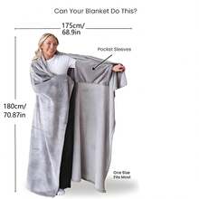 Autumn/Winter Wearable Warm Blanket, Slouchy Hooded Fleece Cloak, Flannel Sleep Throw Blanket, Soft Cozy Warm And Skin-Friendly, Hand Wash Gently Or Machine Wash With Laundry Bag - Multicolor - View 3