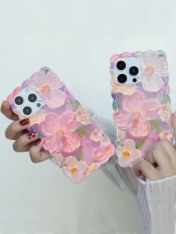 1 pieza Funda protectora de teléfono transparente con estampado floral de colores contrastantes, a prueba de caídas, de moda, adecuada para uso personal y como regalo, compatible con Apple iPhone11/12/13/14/15/16/16PRO/16PROMAX, GalaxyA05/A15/A25/A35/A53/A54/A55/S23/S24