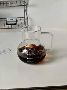 1pc Minimalist Heat-Resistant High Borosilicate Glass Drip Coffee Pot, Transparent Glass With Handle For Home Use