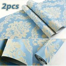 Super lange nicht-klebende Tapete - Europäischer Blumen 3D-Textur - Klebstoff erforderlich, einfach zu installieren - abnehmbare moderne Heimdekoration Tapete (1 Rolle Größe: 950cm X 53cm / 374in X 20,87in) - geeignet für große Wände und Decken, Wandbild Tapete, Schlafzimmer Tapete, Wandmalerei, mexikanischer Stil