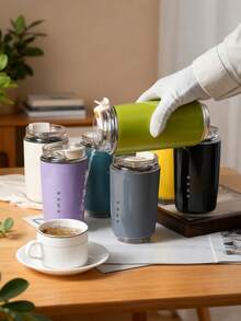 1 pieza Botella de agua de acero inoxidable de 320ml, diseño minimalista, opciones de multicolor, taza de café con aislamiento al vacío con textura suave perfecta, Body de acero inoxidable, a prueba de fugas, aislamiento térmico duradero, taza portátil para café con leche, taza de viaje, taza para té helado, taza de fondo plano con aislamiento al vacío, adecuada para el hogar, la oficina, los viajes por carretera, el camping, el senderismo, los deportes, los picnics, excelente para regalos de negocios y regalos para el hogar