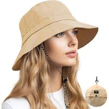Waterproof Quick Dry Bucket Hats Woman Men Packable Foldable Rain Hat Lightweight Hiking Hat - Khaki + Small--medium (size: 22 -22 3/4") - View 2