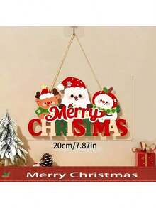 2D Fläche - Weihnachtsmann Dekoration mit dem "Fröhliche Weihnachten" Logo, Holz Weihnachtsdekoration - geeignet für Innen-/Außenweihnachtspartytür Dekoration - Keine Stromversorgung erforderlich - Einfaches Aufhängen Design mit fröhlichen Rentier Mustern, Weihnachtsdekoration, Weihnachtsbaum Dekoration, Weihnachtsdekoration für Zuhause, Weihnachtsgeschenke Weihnachtsdekoration Zuhause Weihnachtsgeschenke Weihnachtsdekoration - Verschiedenfarbig - Übersicht 3