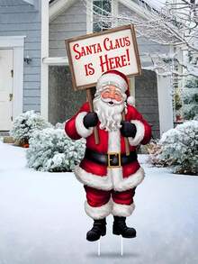 1pc Christmas Santa Claus Yard Sign, Outdoor Lawn Decoration, Plastic Material Sign, Santa Claus Element With "Santa Claus Is Coming!" Message, No Electricity Required, No Feathers, Christmas Holiday Theme Decoration, Outdoor Lawn Yard Decoration, Festival Party Decoration - Multicolor - View 7