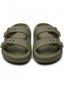 GuGi Unisex Flatform Sandals With Buckles - Verde - Ver 6