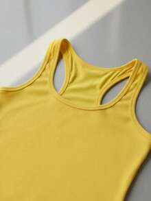 Cotton Ribbed Racerback Tank Top - Gelb - Übersicht 4