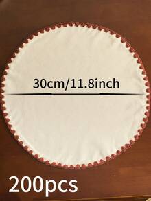 1/4/6/12 件白色刺绣圆形餐垫，日式简约风格，适用于家庭厨房、餐桌装饰，可水洗和重复使用，非常适合节日、派对、生日、婚礼、晚宴