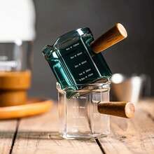 Taza medidora de café de vidrio FOME, jarra de leche de café, taza con de madera, taza medidora, jarra de leche graduada, suministros de cocina - verde claro - Ver 1