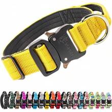Collares de Perro Premium Collar de Perro con Asa y Hebilla de Metal de Liberación Rápida Resistente, Grueso y Ajustable para Perros Medianos a Grandes (Estampado de Leopardo L) - Amarillo - Ver 11