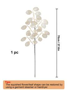 1pc Artificial Eucalyptus Stems Silver Dollar Eucalyptus Leaf Spray Long 27.6" Plants Stems Fake Eucalyptus Leaves Branches For Vase Home Wedding Party Boho Decorations - White - View 2
