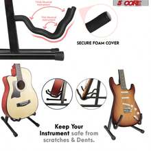 Guitar Stand A Frame Shape W Soft Foam Arm Non Slip Rubber For Acoustic Ele Ctric Bass Ukulele - Black - View 5