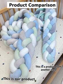 1 件 2M/3M 婴儿床 4 股编织婴儿床围栏保险杠安全防护加厚软垫婴儿床围栏保护器，新生儿床护栏，INS 风格 - 四股 - 查看 3