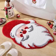 1pc Minimalist Santa Claus Christmas Rug, Faux Wool Carpet, Warm For Autumn/Winter, Unique & Fashionable, New For Christmas & New Year, Living Room, Bedroom, Bedside, Bathroom - Red - View 5