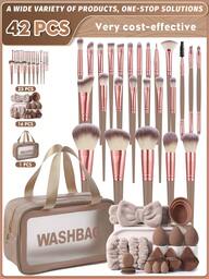 42 piezas Juego de brochas de maquillaje, que incluye brocha de sombras de ojos, brocha de cejas, brocha de base, brocha de polvos, brocha de colorete, brocha de corrector y brocha de iluminador. Fabricado con fibras sintéticas ultra suaves, adecuado para maquillaje diario. Disponible en sets de 1/3/16/25/42 piezas. Juego de brochas de maquillaje, Juego de brochas de maquillaje, Juego de brochas de maquillaje, Brochas de maquillaje completas, Juego de brochas de maquillaje, Herramientas de maquillaje completas, Juego de brochas de maquillaje, Juego de brochas de maquillaje, Juego de regalo de maquillaje.