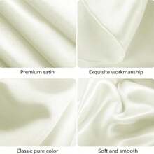 1pc Satin Round Solid Color Tablecloth, Suitable For Wedding Party Dining Banquet - Beige - View 8
